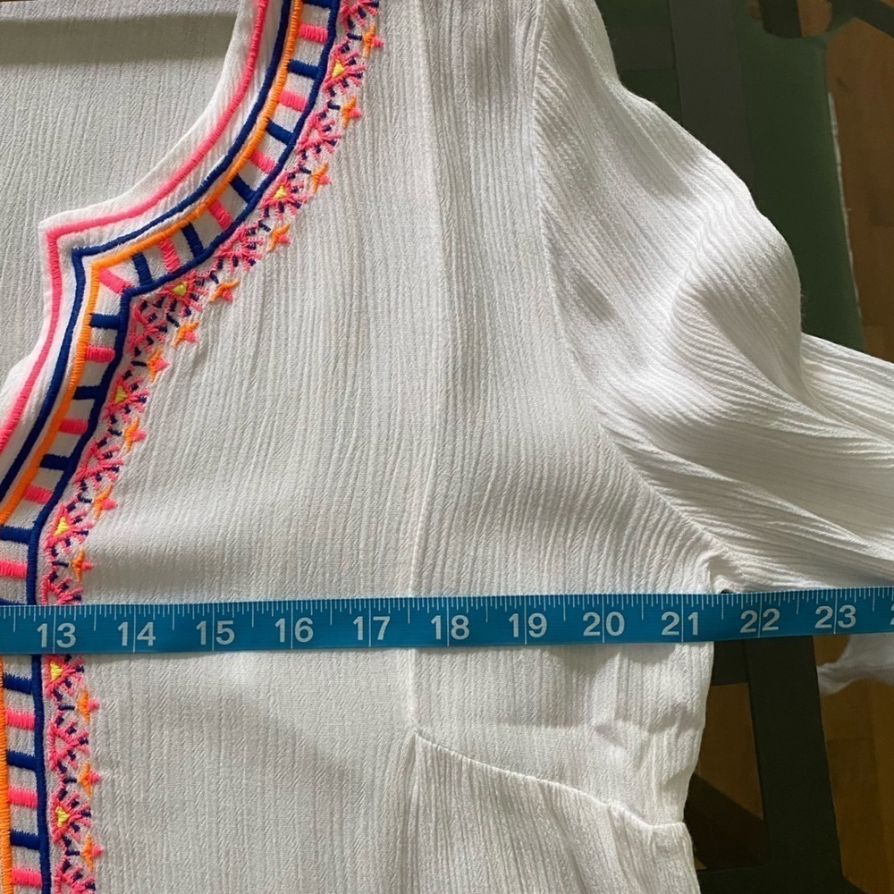Lilly Pulitzer Resort White Pink Blue Orange Embroidered Dahle Tunic Top Medium - Picture 9 of 12